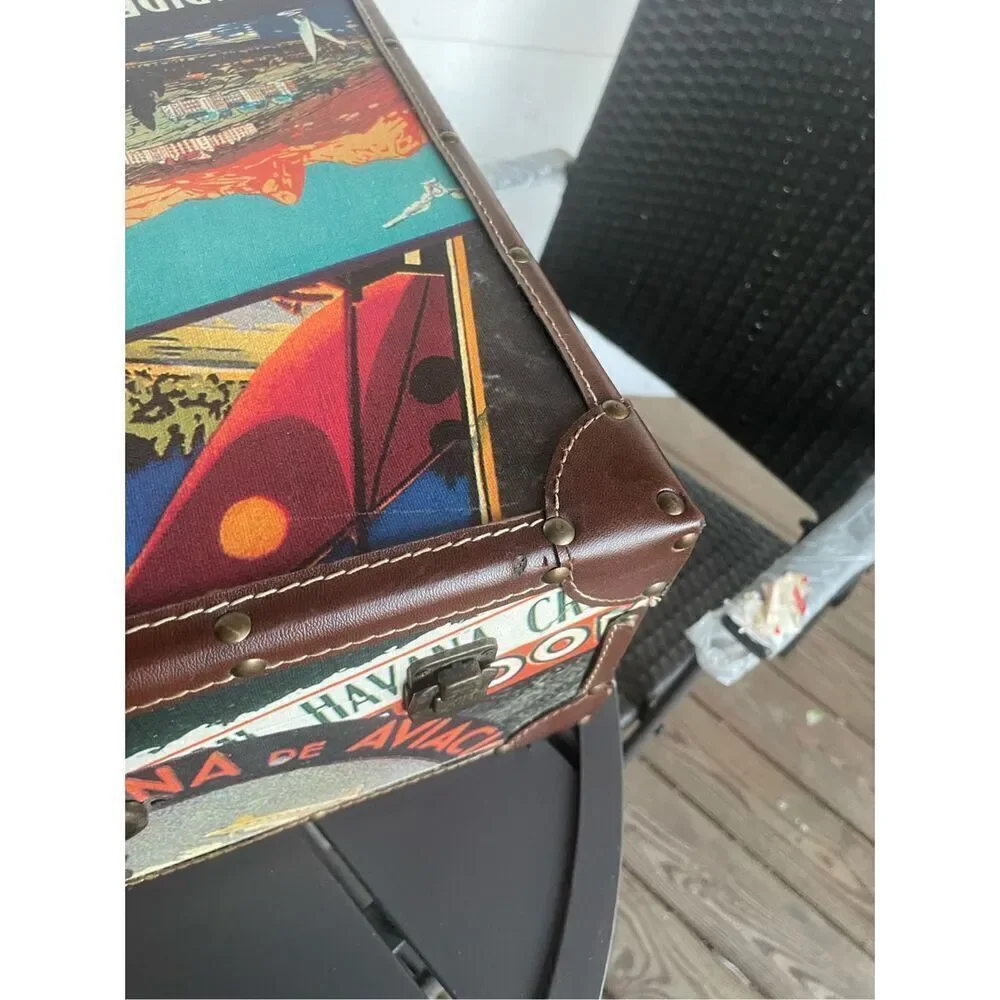 Vintage Caribbean Hotel Mexican Motif Hard Shell Suitcase/ Party Decor/ Theme